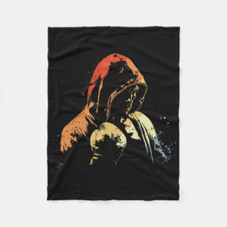 Kickboxing Boy Drawing Retro Martial Arts For Boys Fleecefilt