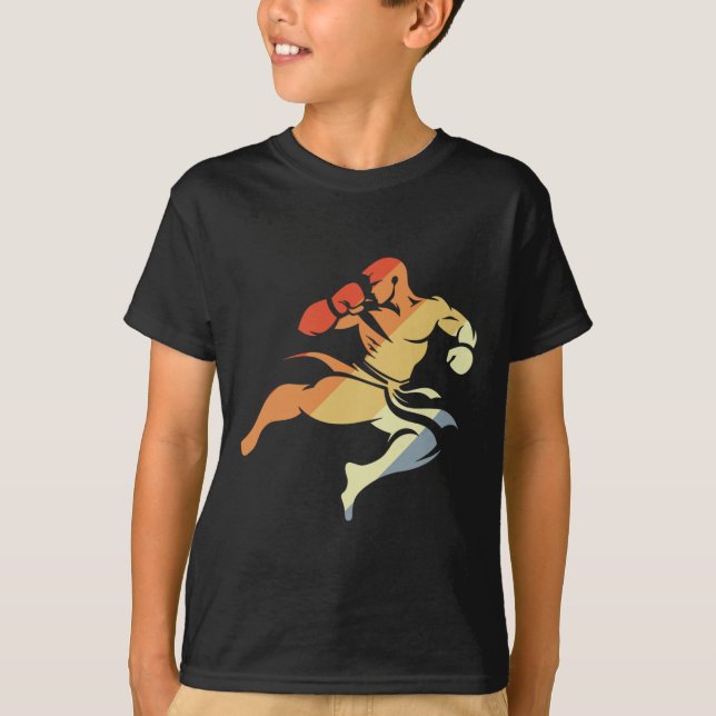 Kickboxing Boy Sketch 90s Look Martial Arts  T Shirt (Framsida)