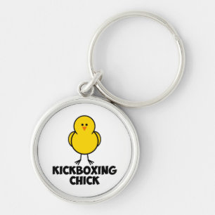 Kickboxing chick rund silverfärgad nyckelring