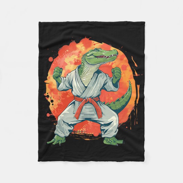 Kickboxing Crocodile Taekwondo Karate Mma Funny Ma Fleecefilt (Framsidan)