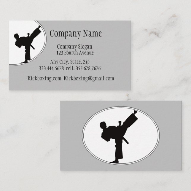 Kickboxing eller Martial Art Sport Visitkort (Fram/baksida)