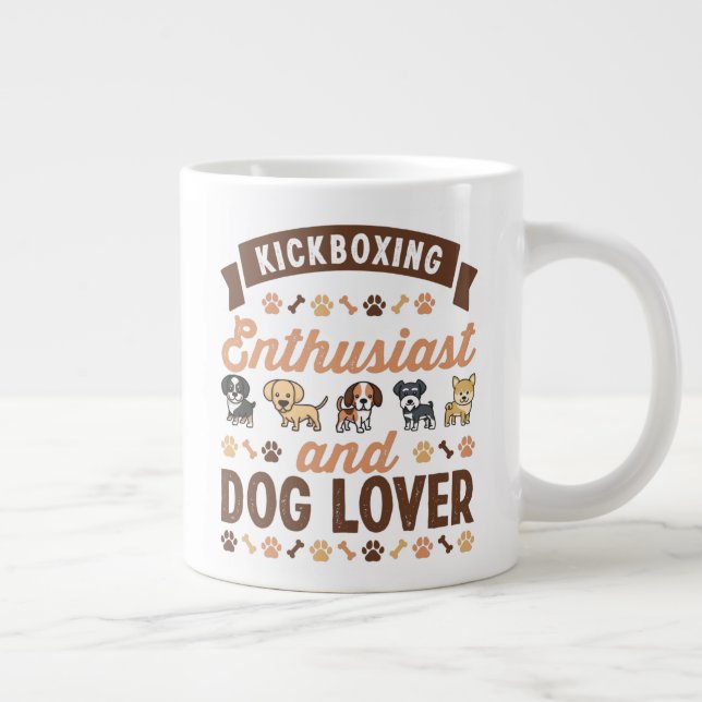 Kickboxing Enthusiast och Hund älskare Gift Jumbo Mugg (Höger)