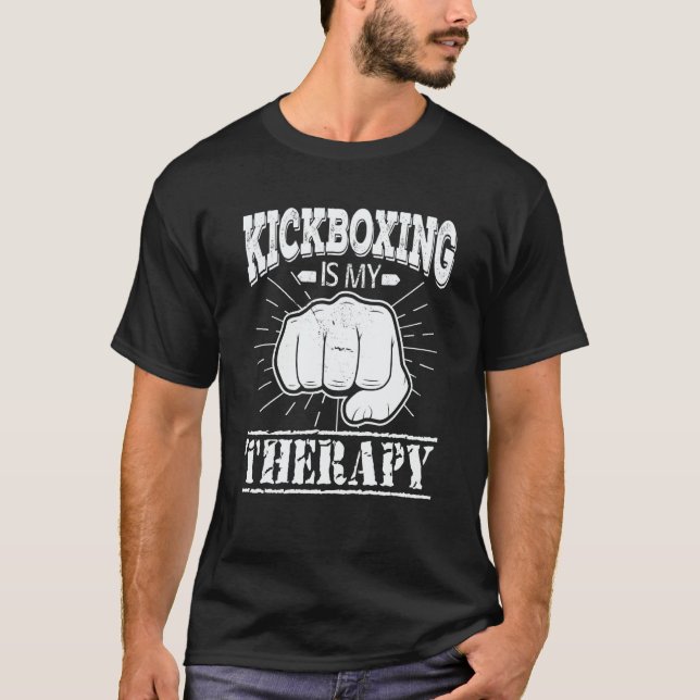 Kickboxing Is My Therapy  kickbox T Shirt (Framsida)