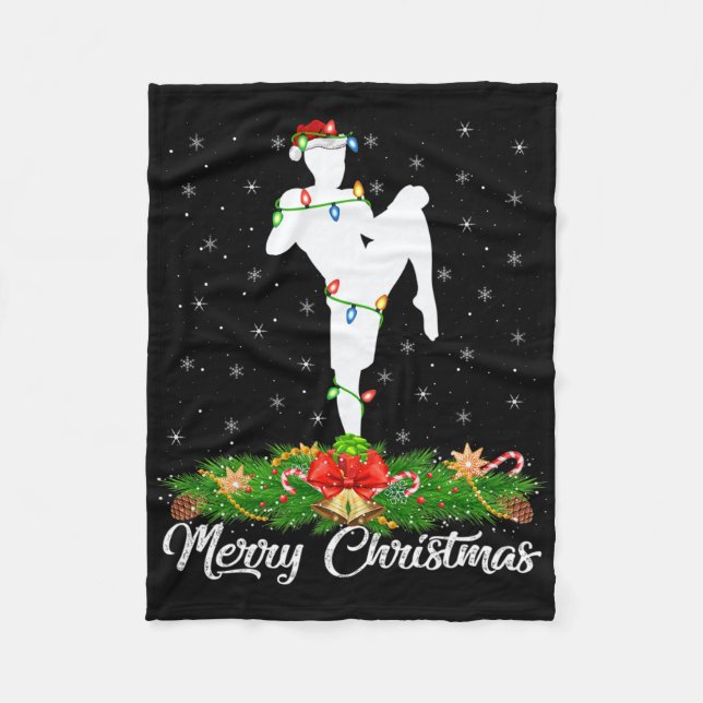 Kickboxing Lover Matching Santa Hat Kickboxing Chr Fleecefilt (Framsidan)