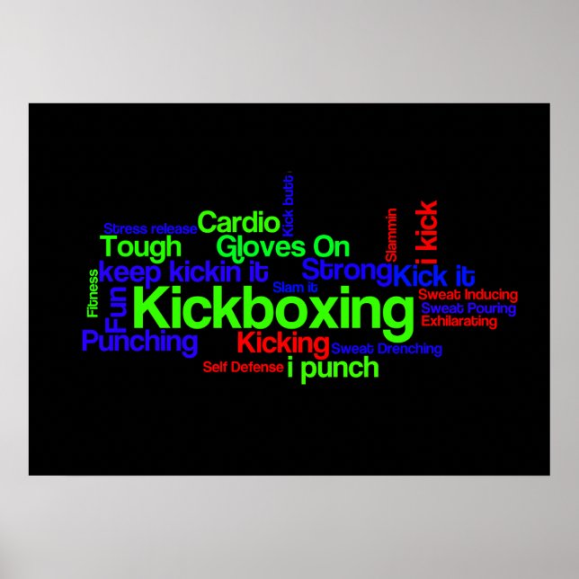 Kickboxing Ord Cloud Bright on Black Poster (Framsidan)