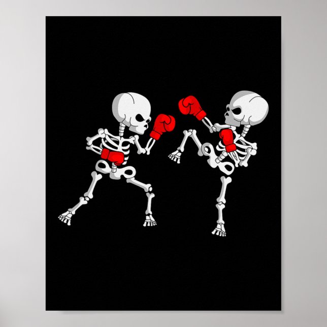 Kickboxing Skeleton Kickboxer Boxing Mma Poster (Framsidan)