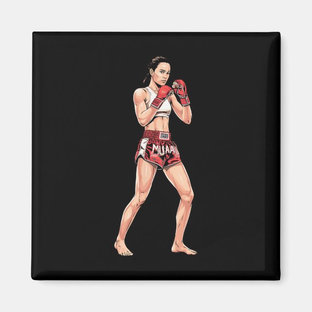 Kickboxing Stance Thai Boxing a Muay Thai Fighter Magnet (Framsidan)