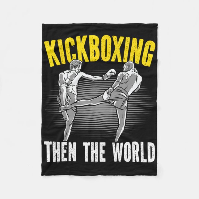 Kickboxing Then The World Kickboxer Combyt Fightin Fleecefilt (Framsidan)