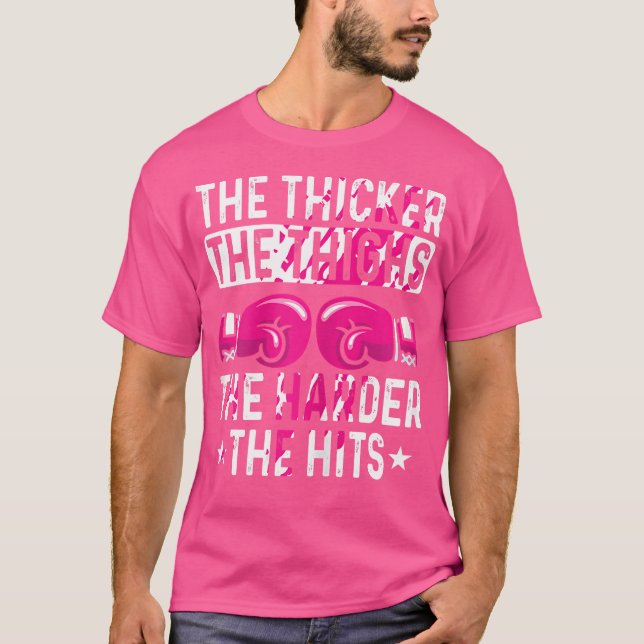 Kickboxing Thicker the Thighs Funny Fighter T Shirt (Framsida)