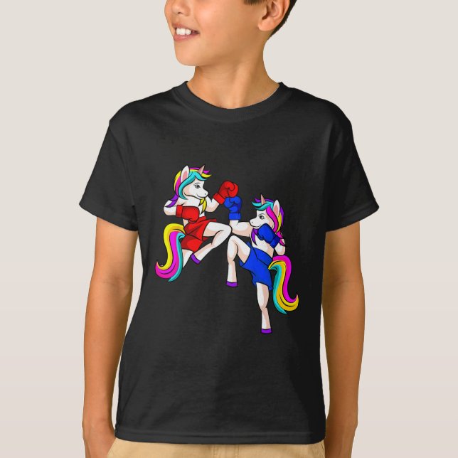 Kickboxing Unicorn Kickboxer Mma  T Shirt (Framsida)