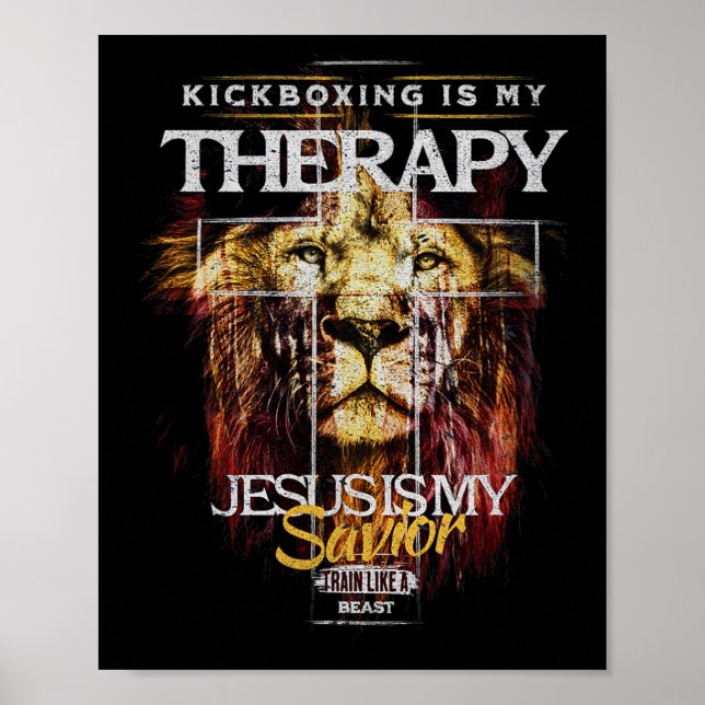 Kickboxning är min terapi Jesus min frälsare Mma F Poster (Framsidan)
