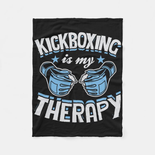 Kickboxning är min terapi Rolig boxning Karate Mar Fleecefilt (Framsidan)