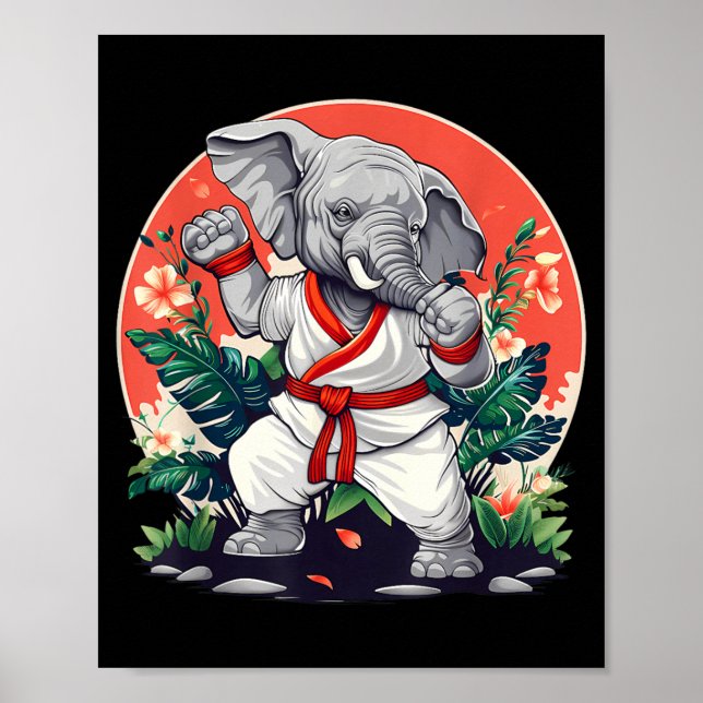 Kickboxning Elefant Taekwondo Karate MMA Rolig Poster (Framsidan)