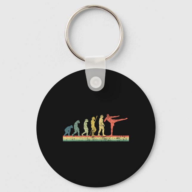 Kickboxning Evolution Roligt Present T-Shirt Kick  Nyckelring (Framsida)