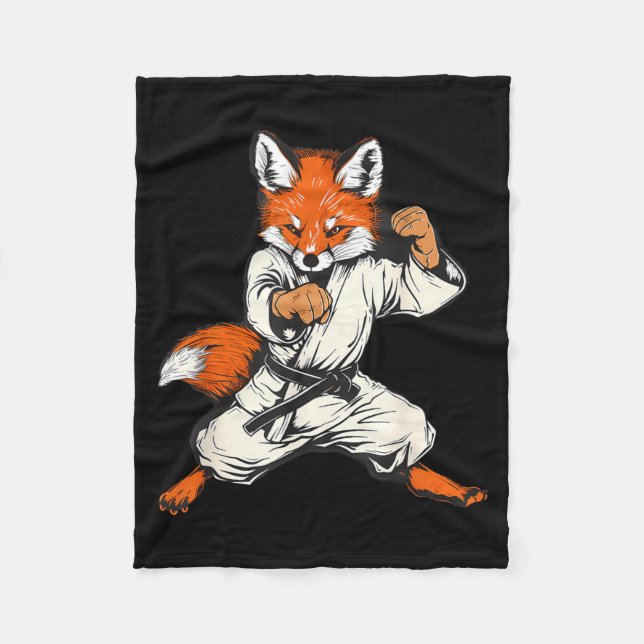 Kickboxning Fox Taekwondo Karate Mma Rolig Kampkon Fleecefilt (Framsidan)