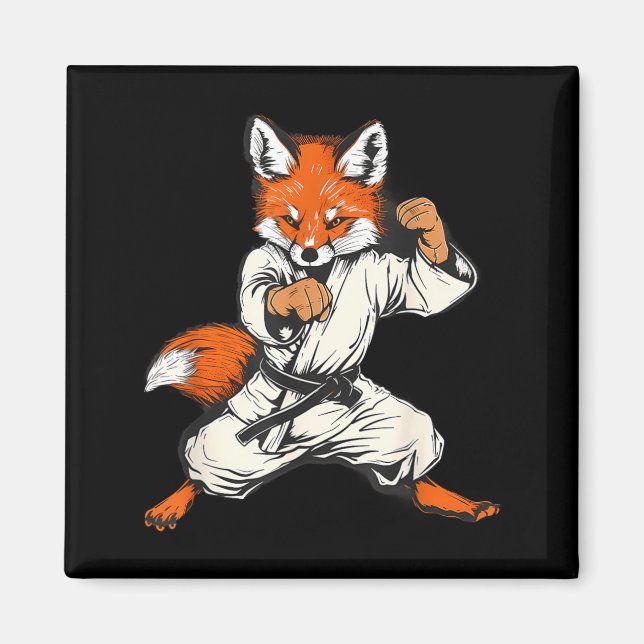 Kickboxning Fox Taekwondo Karate Mma Rolig Stridsk Magnet (Framsidan)