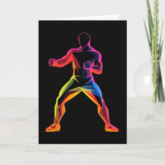 Kickboxning Guy Tecknad Stil Kickboxare Savate  Kort (Framsida)