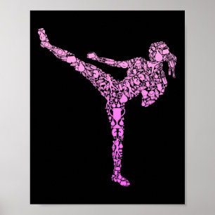 Kickboxning Kickboxare Karate Flickor Barn Kvinnor Poster