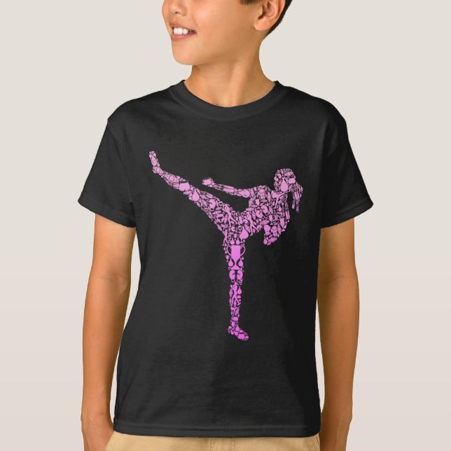 Kickboxning Kickboxare Karate Flickor Barn Kvinnor T Shirt (Framsida)