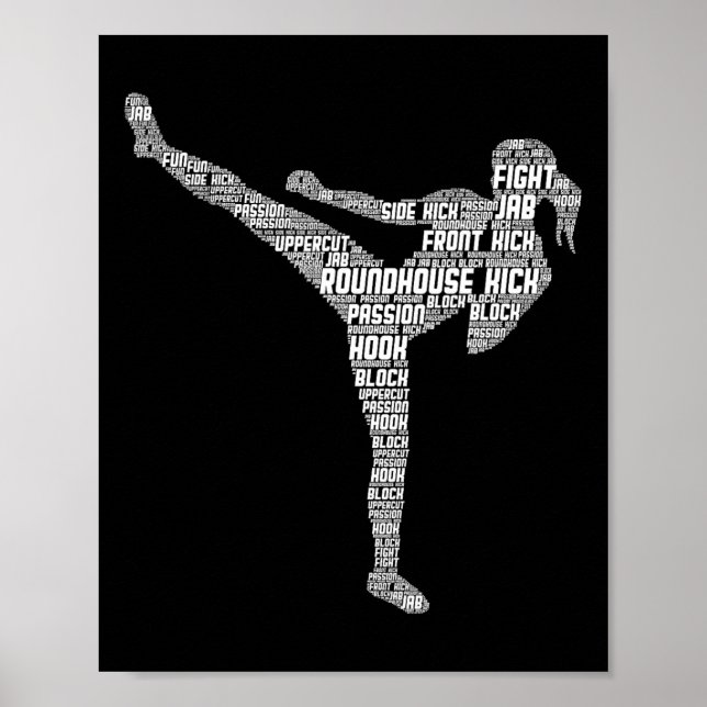 Kickboxning Kickboxare Karate Flickor Kvinnor Barn Poster (Framsidan)