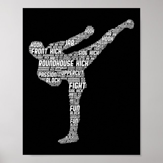 Kickboxning Kickboxare Karate Män Barn Pojkar  Poster (Framsidan)