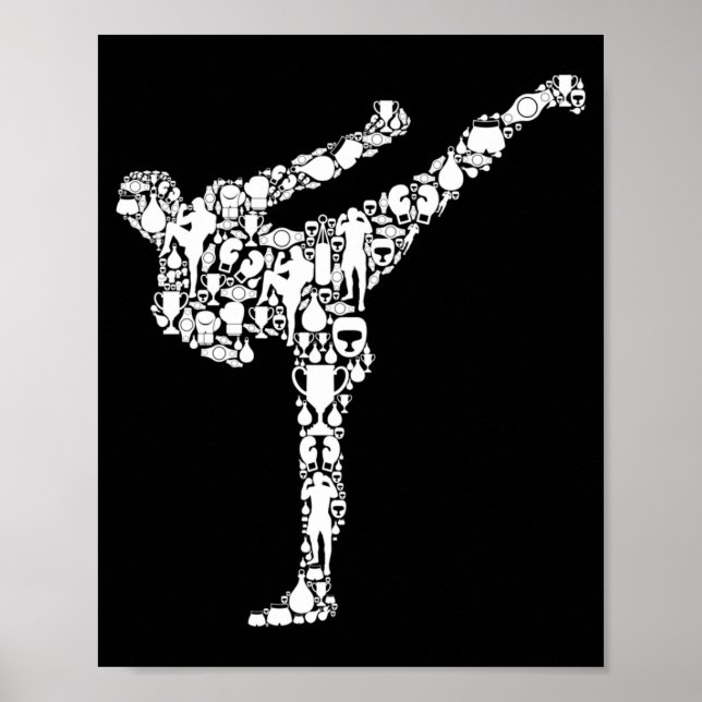 Kickboxning Kickboxare Karate Pojkar Barn Män Lång Poster (Framsidan)