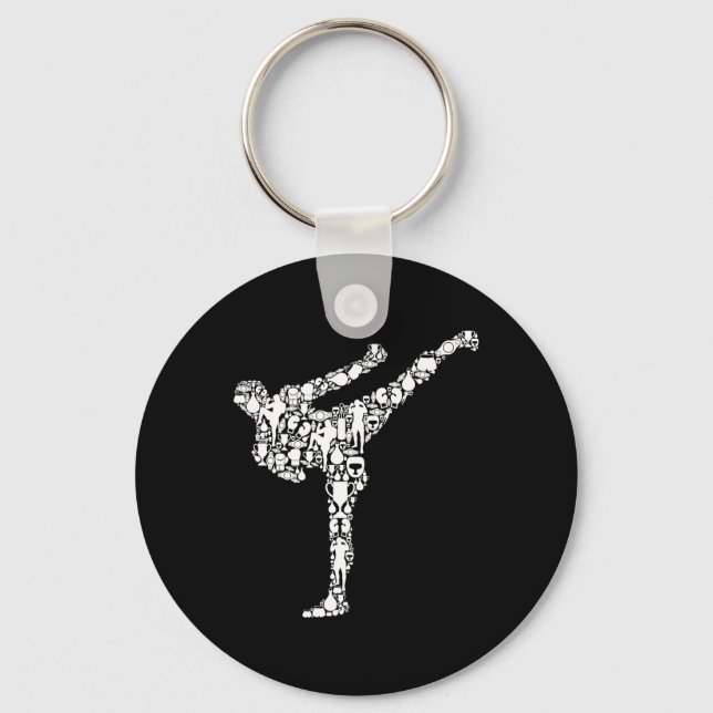 Kickboxning Kickboxare Karate Pojkar Barn Män  Nyckelring (Framsida)