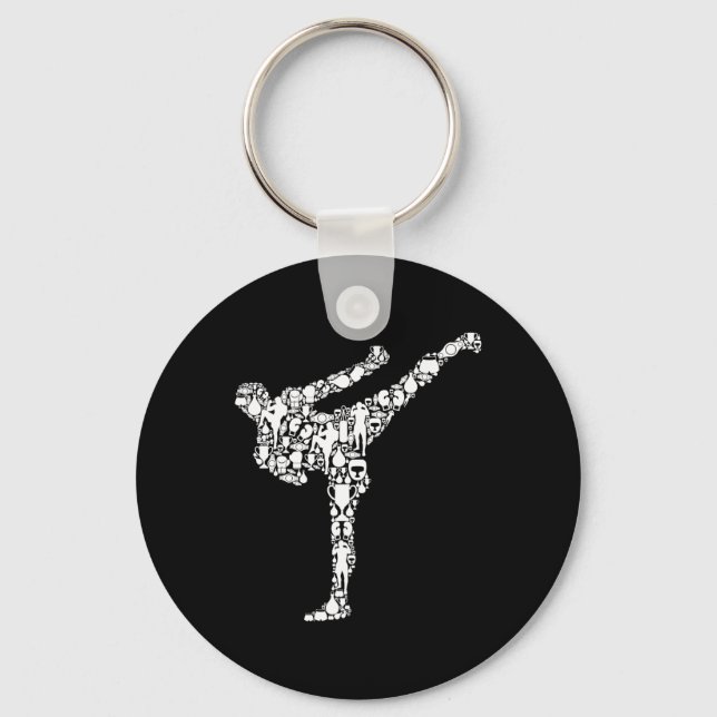 Kickboxning Kickboxare Karate Pojkar Barn Män Nyckelring (Framsida)