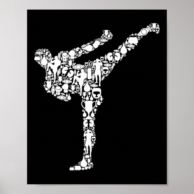 Kickboxning Kickboxare Karate Pojkar Barn Män  Poster (Framsidan)