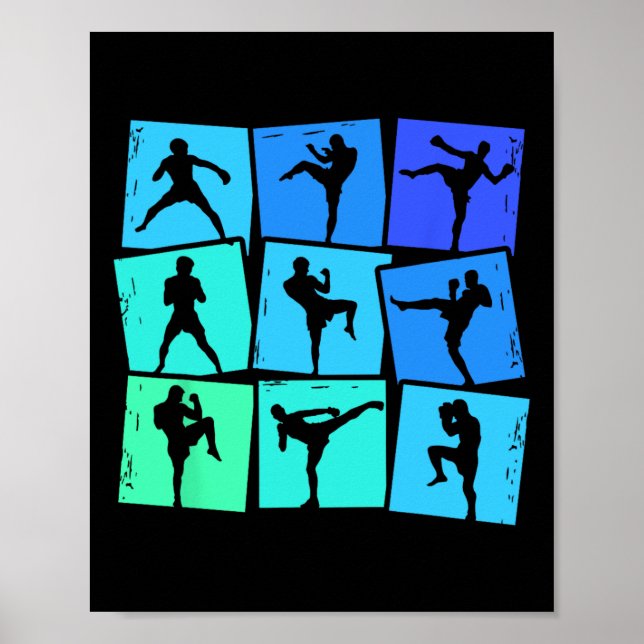 Kickboxning Kickboxare Muay Thai Barn Pojkar Män  Poster (Framsidan)