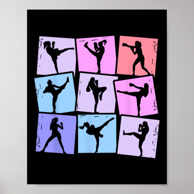 Kickboxning Kickboxare Muay Thai Flickor Kvinnor B Poster (Framsidan)