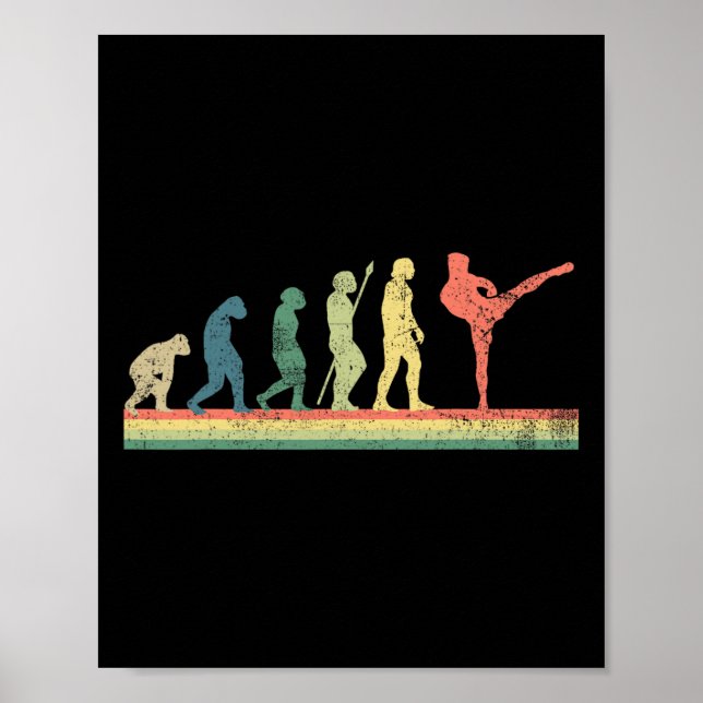 Kickboxning Kickboxare Retro Vintage  Poster (Framsidan)