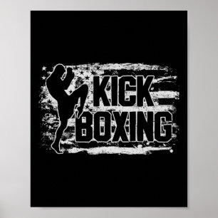 Kickboxning Kickboxare Usa Amerikansk Flagga Prese Poster