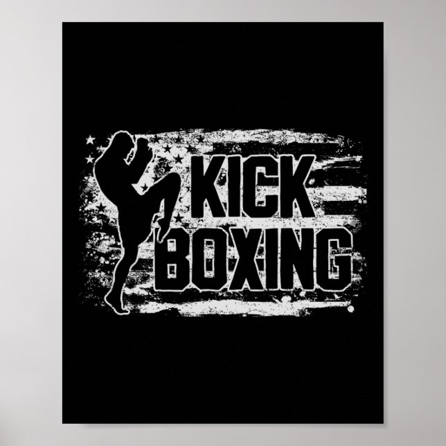 Kickboxning Kickboxare Usa Amerikansk Flagga Prese Poster (Framsidan)