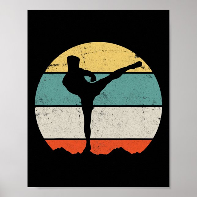 Kickboxning Kickboxare Vintage  Poster (Framsidan)