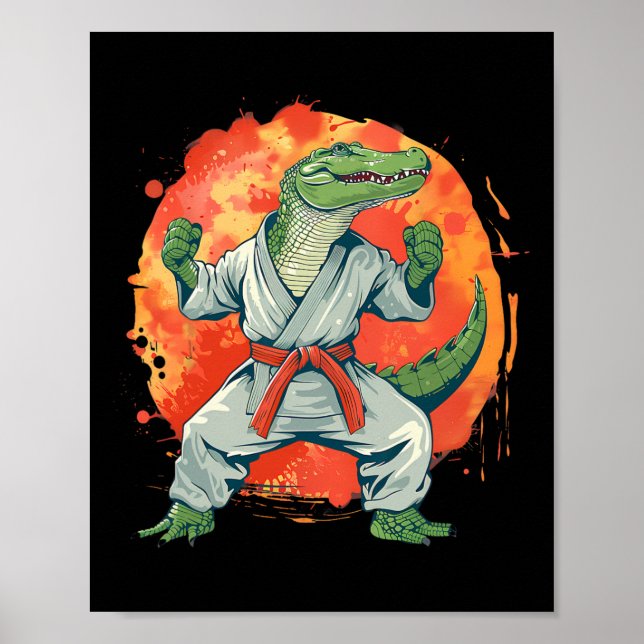 Kickboxning Krokodil Taekwondo Karate Mma Rolig Ma Poster (Framsidan)
