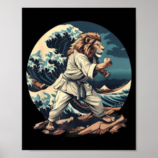 Kickboxning Lejon Vågor Taekwondo Jiu-Jitsu Mma Le Poster