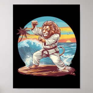 Kickboxning Lion Beach Sunset Jiu-jitsu Taekwondo  Poster