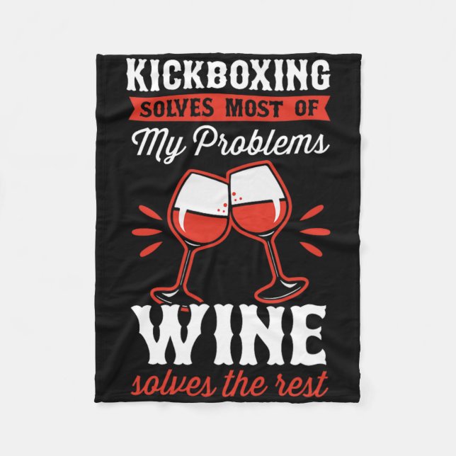 Kickboxning löser de flesta av mina problem Vin lö Fleecefilt (Framsidan)