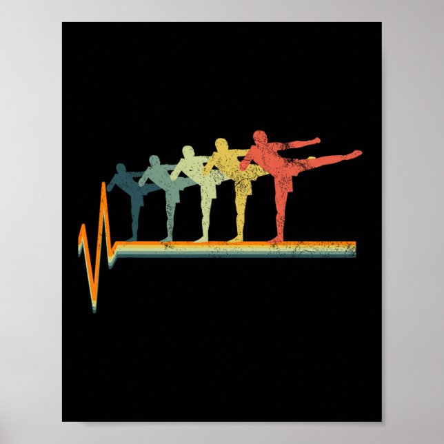 Kickboxning Muay Thai Thaiboxning Mma Vintage  Poster (Framsidan)