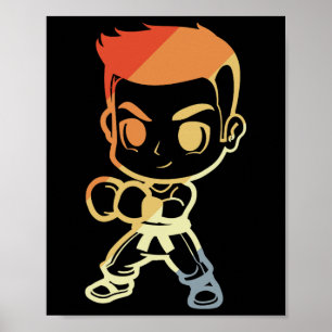 Kickboxning Pojke Tecknad Se Kickboxare Karate  Poster