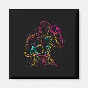 Kickboxning Pojke Teckning 80-Tal Utseende Kickbox Magnet