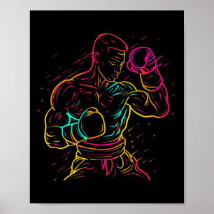Kickboxning Pojke Teckning 80-tals utseende Kickbo Poster