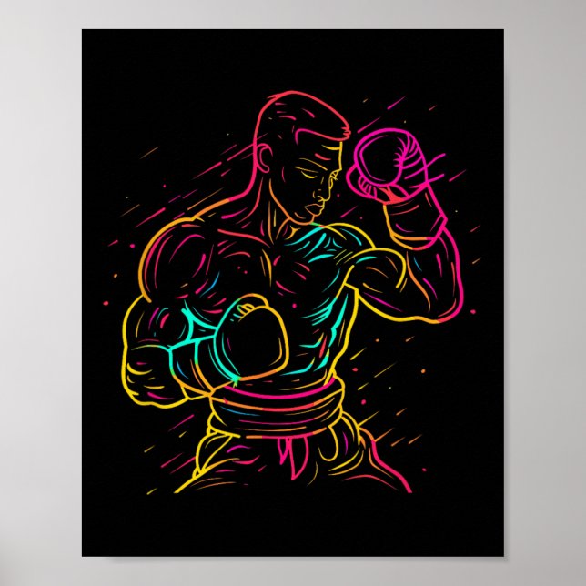 Kickboxning Pojke Teckning 80-tals utseende Kickbo Poster (Framsidan)