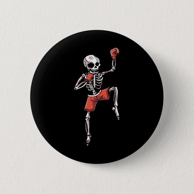 Kickboxning Skelett Kickboxare Kampsport Halloween Knapp (Framsida)