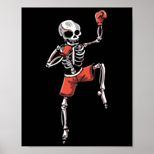 Kickboxning Skelett Kickboxare Kampsport Halloween Poster