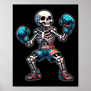 Kickboxning Skelett Kickboxare Muay Thai Mma Fight Poster