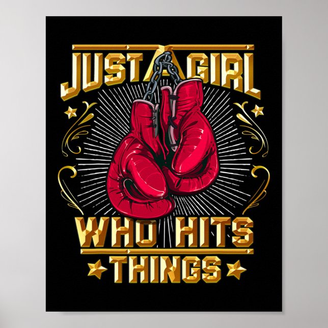 Kickboxning Thai Boxing Citat Bara En Tjej Som Slå Poster (Framsidan)