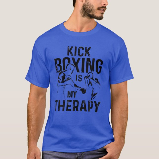 Kickboxning.. Therapy Funny Boxing T Shirt (Framsida)