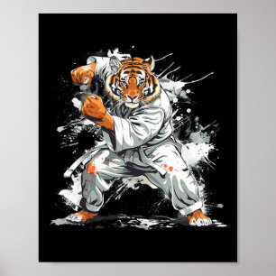 Kickboxning Tiger Akvarell Kampsport Karate Ti Poster